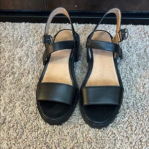 Madewell Black Leather Slingback Sandals